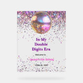 Pink Disco Trendy In My Double Digits Era Birthday Acryl Bord (Voorkant)