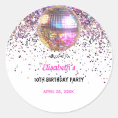 Pink Disco Trendy In My Double Digits Era Birthday Ronde Sticker (Voorkant)