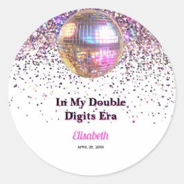 Pink Disco Trendy In My Double Digits Era Birthday Ronde Sticker