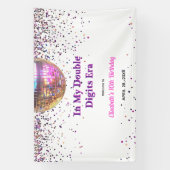 Pink Disco Trendy In My Double Digits Era Birthday Spandoek (Verticaal)