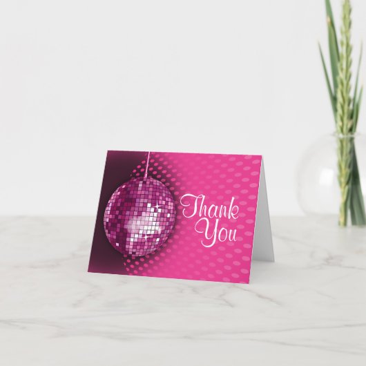 Pink Disco verjaardagsfeestje dank je Bedankkaart (Voorkant)