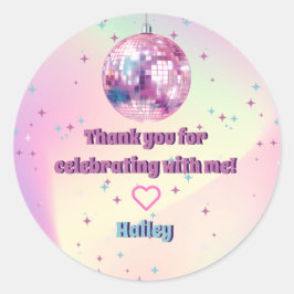 Pink Disco Verjaardagsfeestje Dank u Stickers