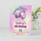 Pink Disco Verjaardagsfeestje Uitnodigen Kaart (Staand voorkant)