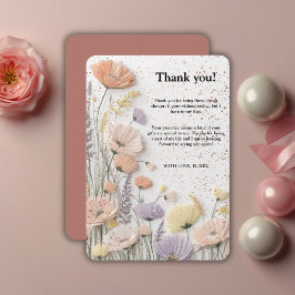 Pink Distressed Pressed Wildflower Baby shower Bedankkaart