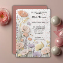 Pink Distressed Pressed Wildflower Baby shower