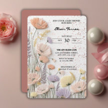 Pink Distressed Pressed Wildflower Baby shower