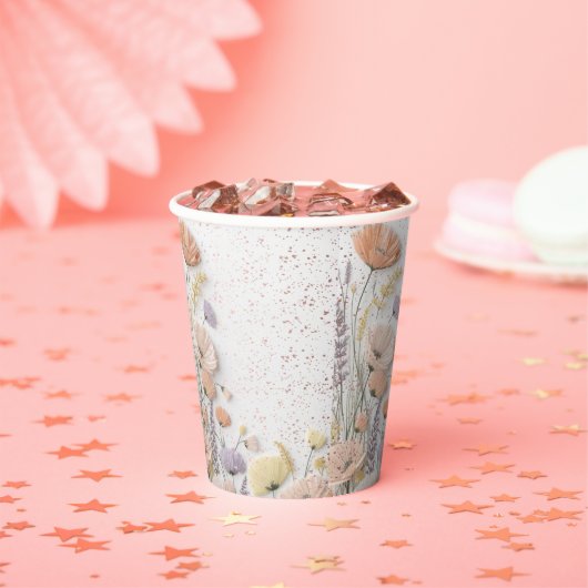 Pink Distressed Pressed Wildflower Baby shower Papieren Bekers (Insitu)