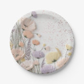 Pink Distressed Pressed Wildflower Baby shower Papieren Bordje (Voorkant)