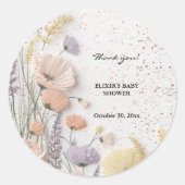Pink Distressed Pressed Wildflower Baby shower Ronde Sticker (Voorkant)