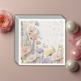 Pink Distressed Pressed Wildflower Baby shower Servet