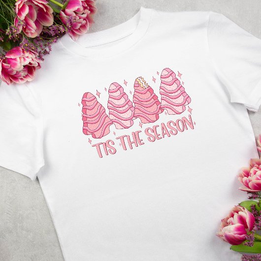 Pink Dit Het Seizoen Kerstboom Cake Vakantie T-shirt