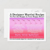 Pink Diva Martini Recept Kaart Briefkaart (Voorkant / Achterkant)