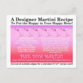 Pink Diva Martini Recept Kaart Briefkaart (Voorkant)