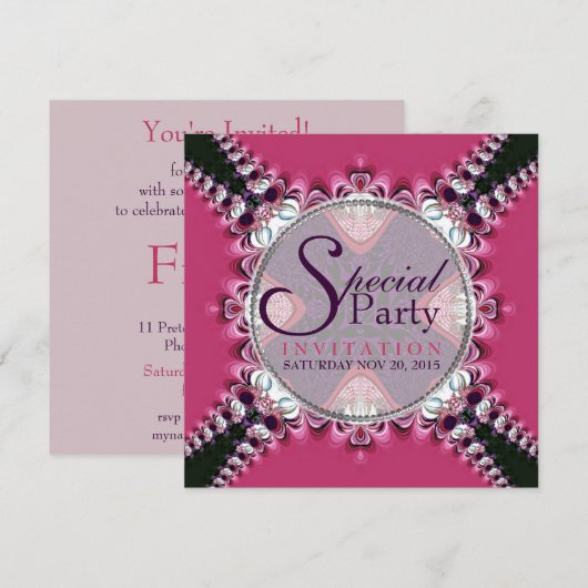 Pink Diva Princess Uitnodiging voor speciale feest (Voorkant / Achterkant)