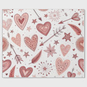 Pink Doddle Hearts Arrows Valentijn Cadeaupapier (Vlak)
