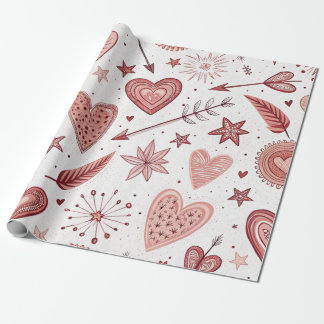 Pink Doddle Hearts Arrows Valentijn Cadeaupapier