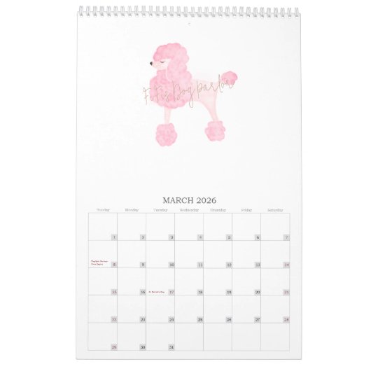 Pink Dog Custom Business Kalender (Mar 2026)