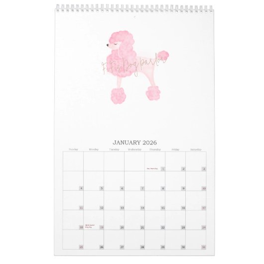 Pink Dog Custom Business Kalender (Jan 2026)