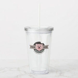 Pink Dog Digital Reizenmok RVS Acryl Drinkbeker