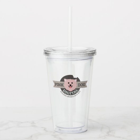 Pink Dog Digital Reizenmok RVS Acryl Drinkbeker (Voorkant)