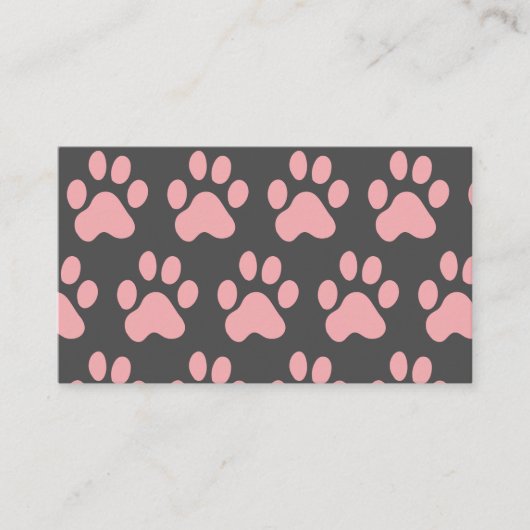 Pink Dog Paw Pattern Visitekaartje (Voorkant)