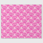 Pink Dog Paw Print Aangepaste naam Cadeaupapier (Vlak)