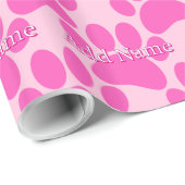 Pink Dog Paw Print Aangepaste naam Cadeaupapier (Rol Hoek)