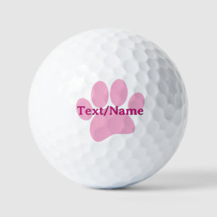 Pink Dog Paw Print Aangepaste naam Golfballen