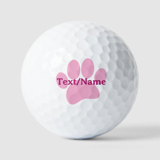 Pink Dog Paw Print Aangepaste naam Golfballen (Voorkant)