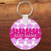 Pink Dog Paw Print Custom Personalized Name Sleutelhanger (Voorkant)