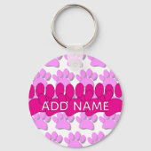 Pink Dog Paw Print Custom Personalized Name Sleutelhanger (Achterkant)