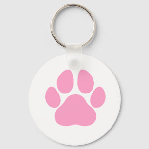 Pink Dog Paw Print Sleutelhanger