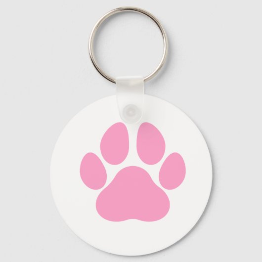 Pink Dog Paw Print Sleutelhanger (Voorkant)