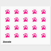 Pink Dog Paw Ronde Sticker (Vel)
