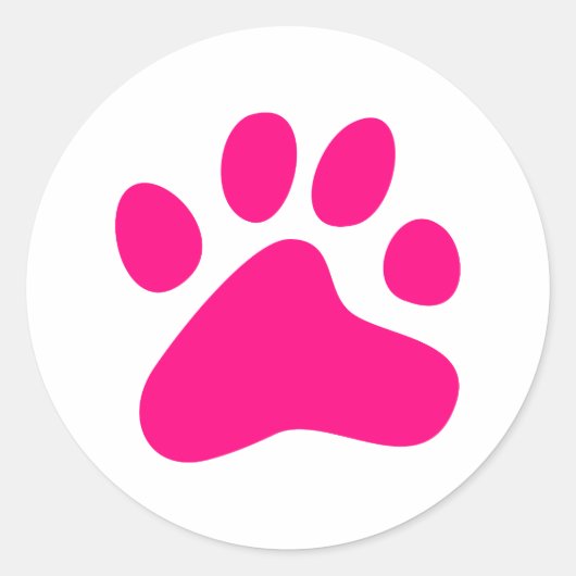 Pink Dog Paw Ronde Sticker (Voorkant)