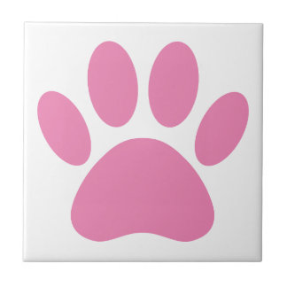 Pink Dog Pawprint Square Tegeltje