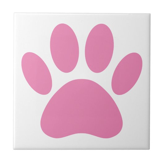 Pink Dog Pawprint Square Tegeltje (Voorkant)