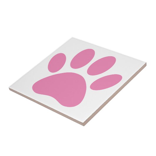 Pink Dog Pawprint Square Tegeltje (Zijkant)