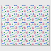 Pink Dog Paws Blue Bones Green Hearts Woof Pattern Cadeaupapier (Vlak)