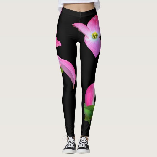 Pink Dogwood Bloemenprint Leggings (Voorkant)