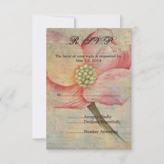 Pink Dogwood RSVP Kaartje (Voorkant)