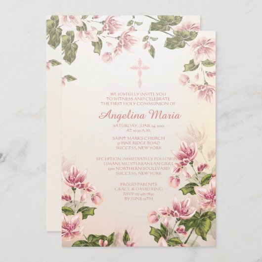 Pink Dogwoods Religieuze uitnodiging (Voorkant / Achterkant)