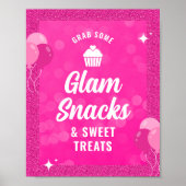 Pink Doll Birthday Party Poster, Glam Snacks Poster (Voorkant)
