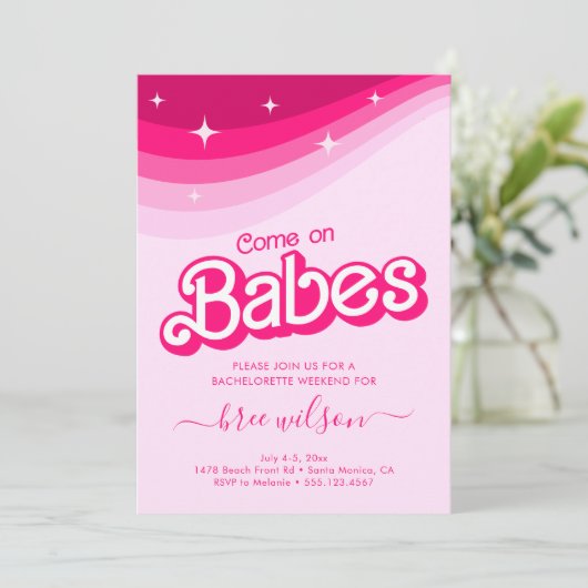 Pink Doll Fancy en Fabulous Bachelorette Party Kaart (Staand voorkant)