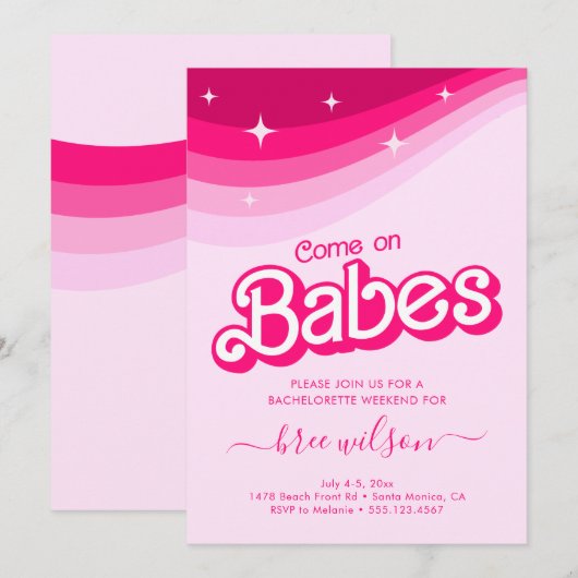 Pink Doll Fancy en Fabulous Bachelorette Party Kaart (Voorkant / Achterkant)