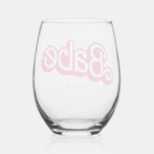 Pink Doll Fancy en Fabulous Bachelorette Party Wijnglas Zonder Voet (Achterkant)