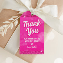 Pink Doll Fashion Thank You Gift Tag