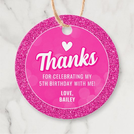 Pink Doll Verjaardag Cadeau Labels (Voorkant)