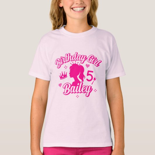 Pink Doll Verjaardag Meisje T-shirt, Schattigee Ki T-shirt (Voorkant)