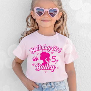 Pink Doll Verjaardag Meisje T-shirt, Schattigee Ki T-shirt